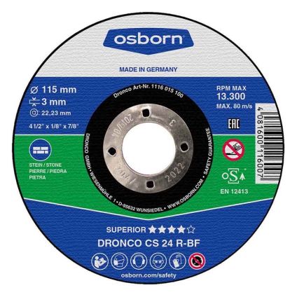 (1116015) 115X3X22 Osborn CS 24 R Masonry Flat Cutting Disc