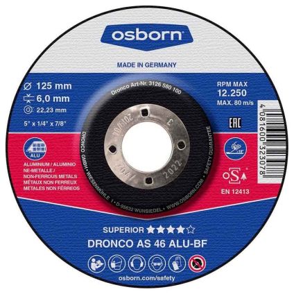 (3116580) 115X6X22 Osborn AS 46 ALU Aluminium DPC Grinding Disc