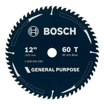 12 x 30/1"/25/20 x 60 Teeth General Purpose Saw Blade for Wood (Benchtop Saws)