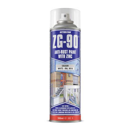 Action Can ZG-90 White Anti Rust Paint - 500ml Aerosol