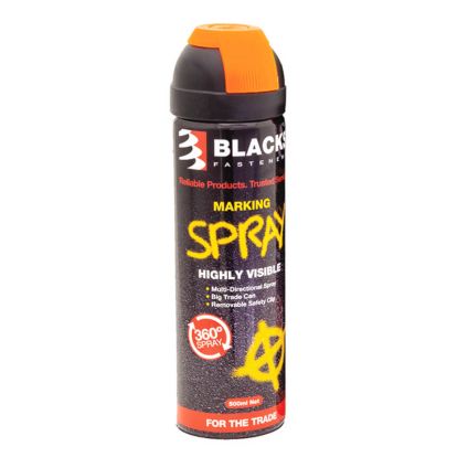 Blacks Label 360° Marking Spray Can Fluro Orange (500ml)