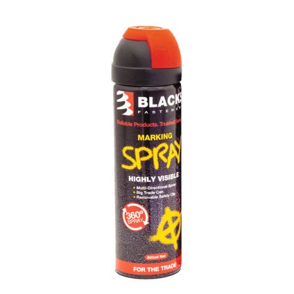 Blacks Label 360° Marking Spray Can Fluro Red (500ml)