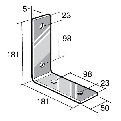 Angle Bracket No Gusset 304 Stainless (BS55)