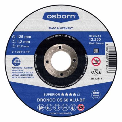 (1111150) 115X1.2X22 Osborn CS 60 ALU Aluminium Flat Cutting Disc
