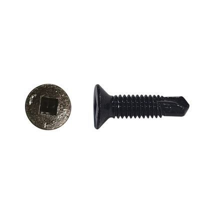 8Gx1/2 Csk #2 Square Steel Self Drilling 304 Stainless Black (Coarse)