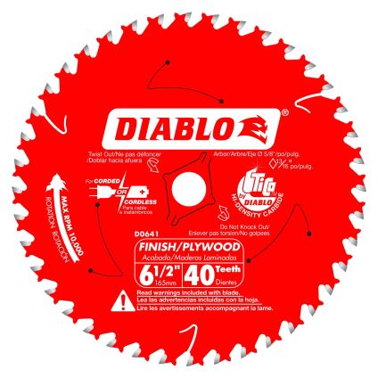 Diablo 6.1/2 / 165mm x 40 Tooth Circular Saw Blade