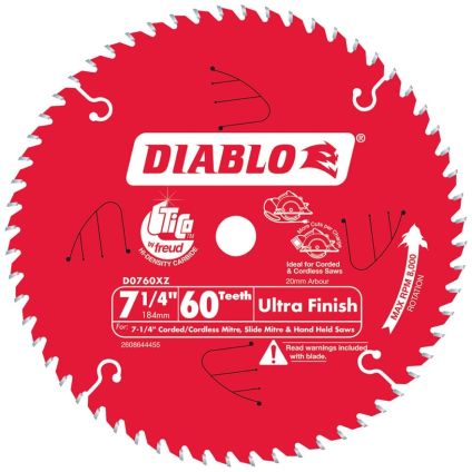 Diablo 7 1/4 / 184mm x 60 Tooth Circular Saw Blade (Ultra Thin)