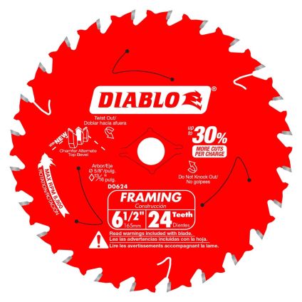 Diablo 6.1/2 / 165mm x 24 Tooth Circular Saw Blade