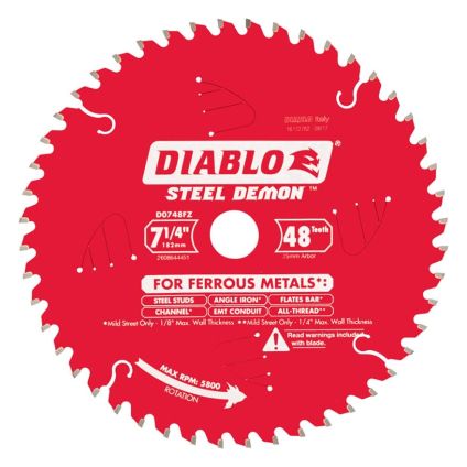 Diablo Circular Saw Blade STEEL DEMON 7.25"/184mm 48T Ferrous Metals