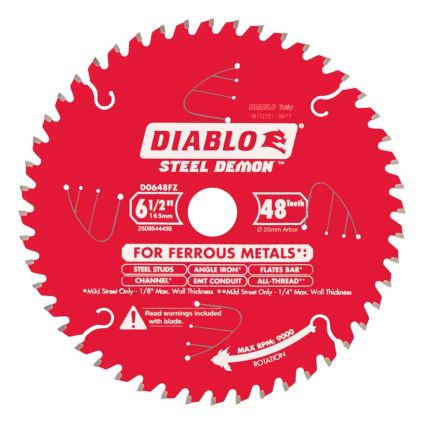Diablo Circular Saw Blade STEEL DEMON 6.5"/165mm 48T Ferrous Metals