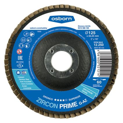 (5211104) 115X22 Osborn G-AZ Straight Zirconium Flap Disc (40 Grit)