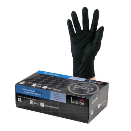 Glove Bastion Premium Black Nitrile 100 Pack Large