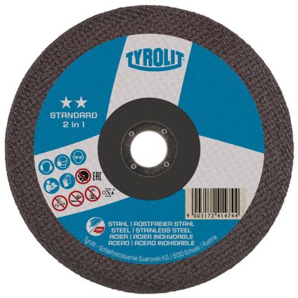 178x1.6x22 Tyrolit 2-In-1 Standard Flat Cutting Disc A46Q (34332893)