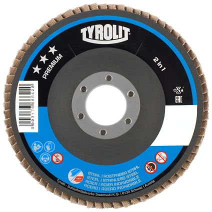 *EOL*100x16 Tyrolit 2-In-1 Premium Flap Disc 60 Grit (730559)