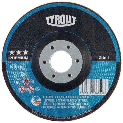 115x22 Tyrolit 2-In-1 Premium Rondeller Flexible DPC Grinding Disc A36Q (908225)