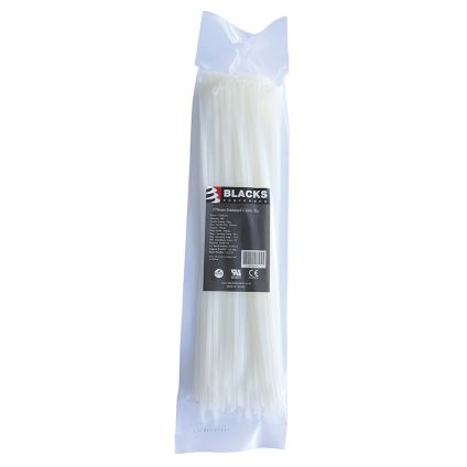 450mm x 7.6mm Natural (White) Nylon Cable Tie (100) (54kg Load)