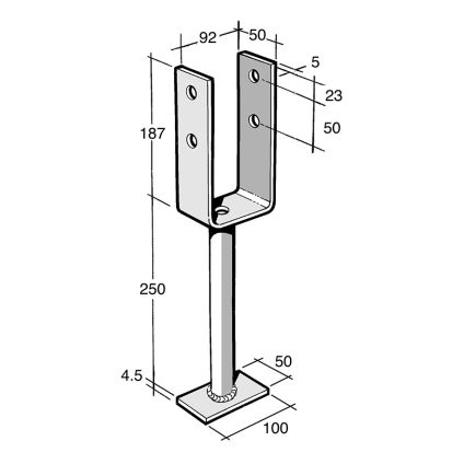 Post & Bearer Bracket Galv Hi-Wind (B16)