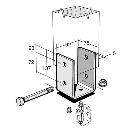 Post & Bearer Bracket Galv (B28)