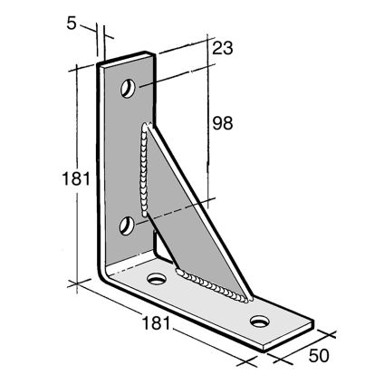 Angle Bracket With Gusset Galv (B65)