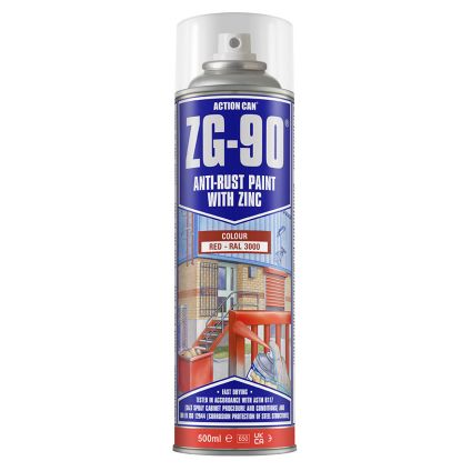 Action Can ZG-90 Red Anti Rust Paint - 500ml Aerosol